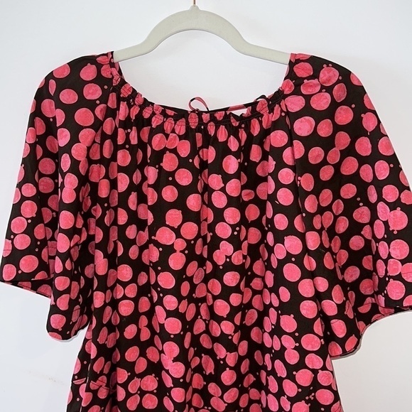 FREE People Pink/Chocolate Combo Jodie Printed Tunic Flowy Oversized top size XS - Picture 5 of 15